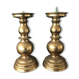 pair of brass candlesticks