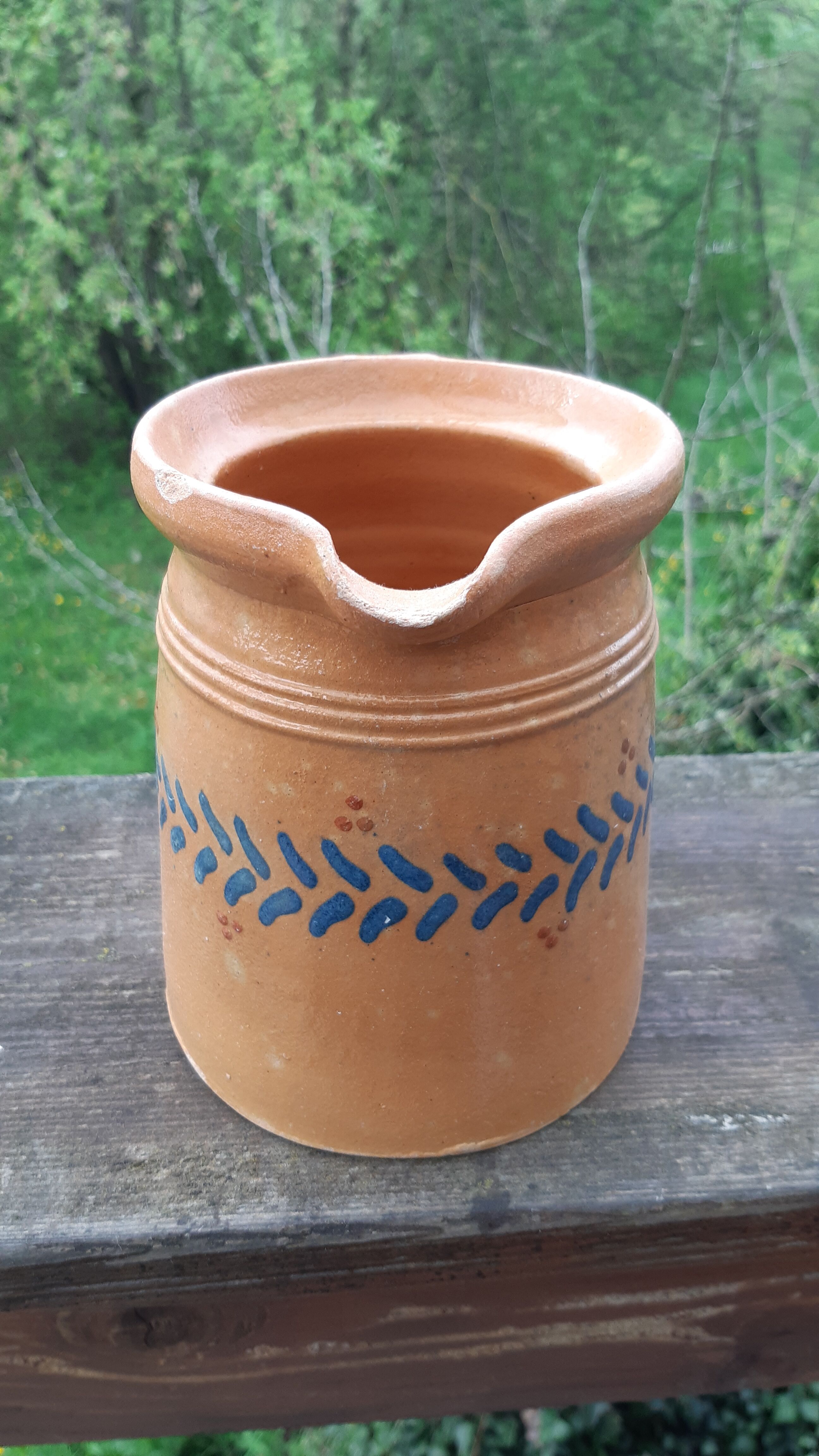 Glazed terracotta milk pot from Alsace