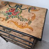Venetian-style painted wood and bamboo chest of drawers