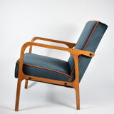 Original vintage armchair, restored, ocean blue velvet, 1960s