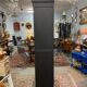 Black bookcase with glass doors