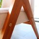 Vintage armchair white curly natural wood boho design by Chierowski 1970