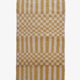 Tapis à rayure jaune et blanc - 206 x 101 cm