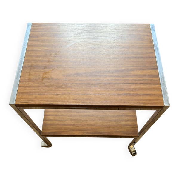 Desserte en bois et chrome