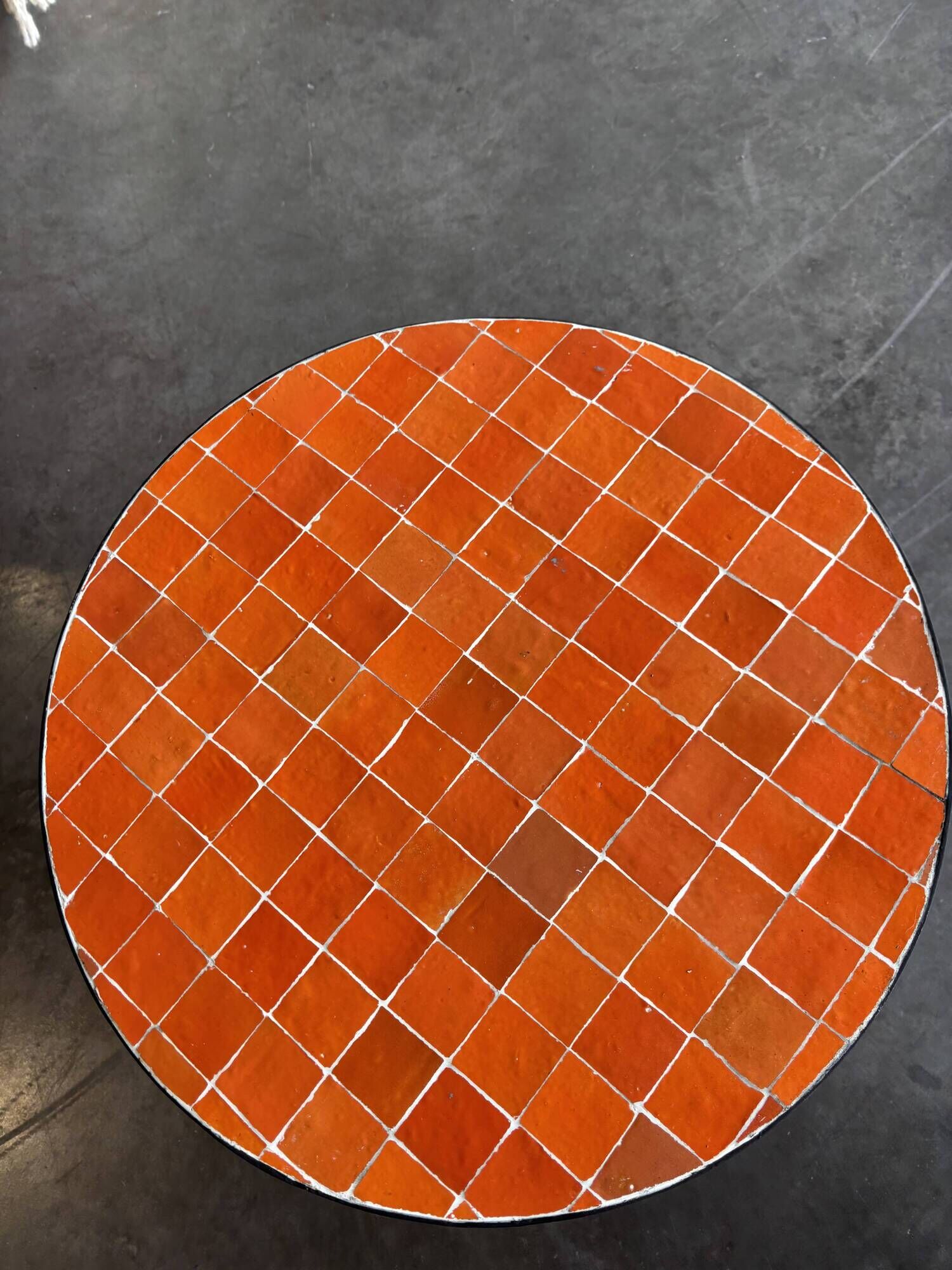 orange coffee table in handmade zellige from Morocco