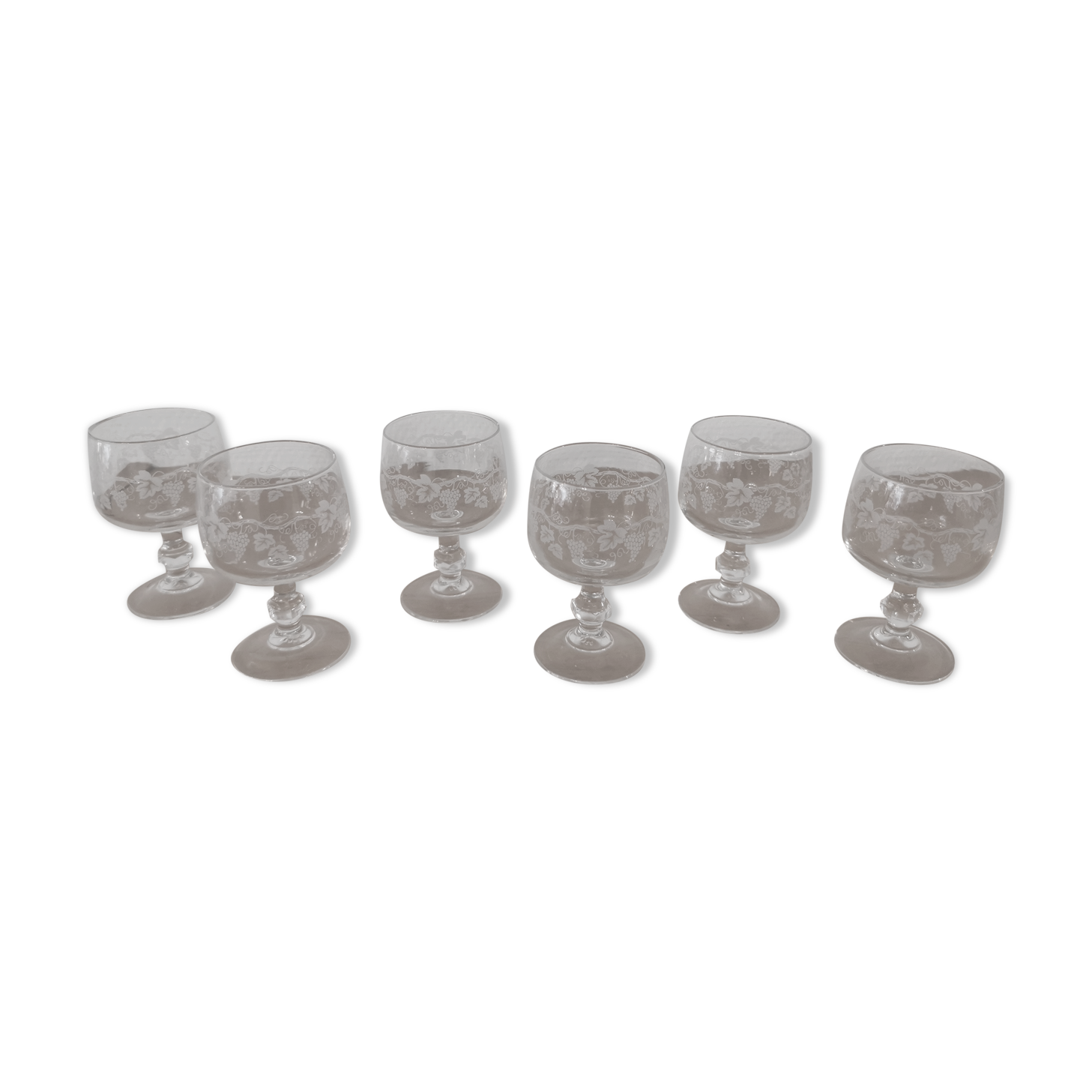 Set of 6 glasses aperitif / digestive on feet grape decoration and vine shoot Luminarc