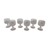 Set of 6 glasses aperitif / digestive on feet grape decoration and vine shoot Luminarc