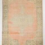 6x9 Peach Orange Turkish Vintage Rug, 192x288Cm
