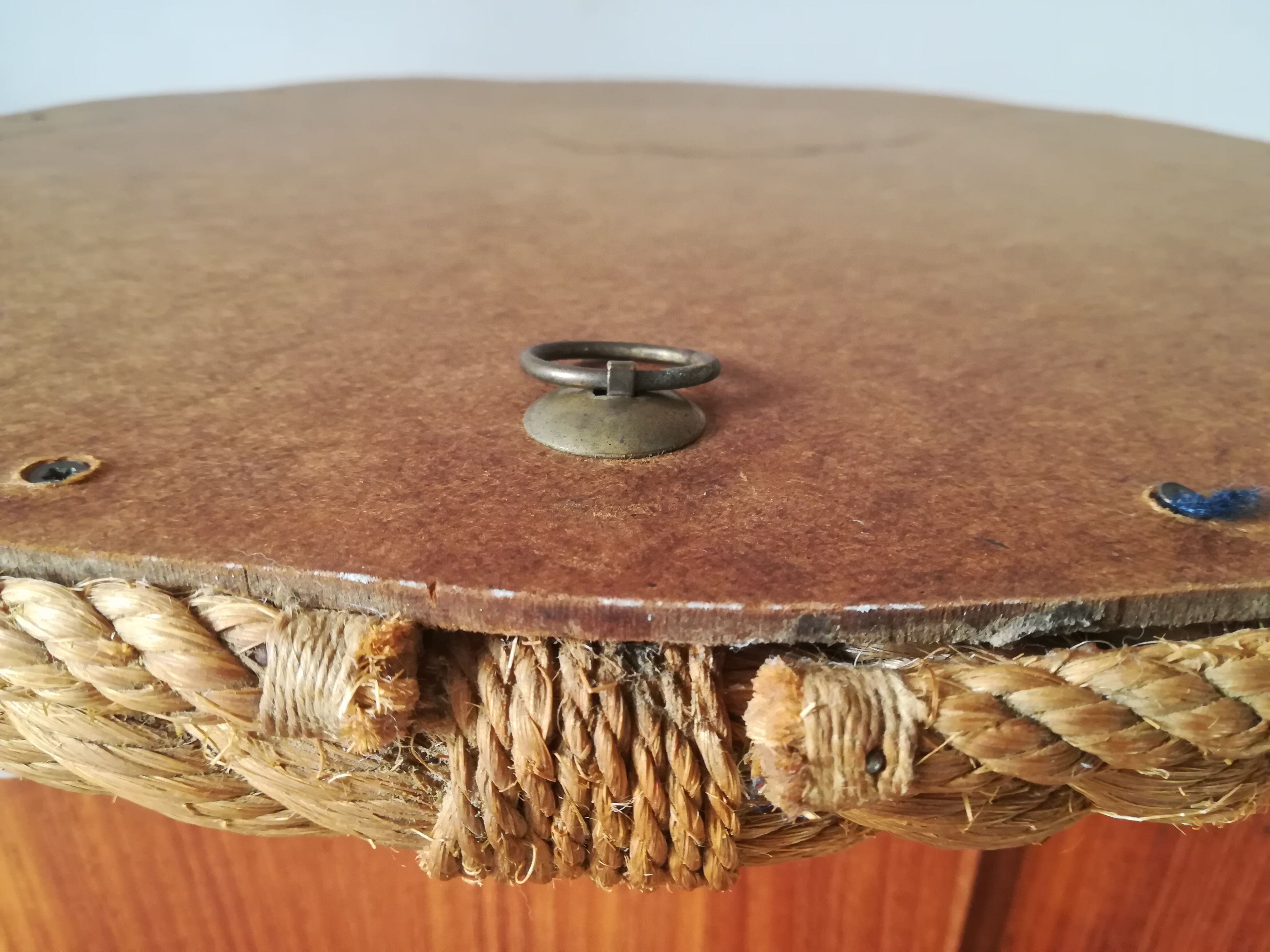 Round mirror in rope, 45 cm