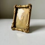 Cadre antique en bois doré art nouveau 11,5 cm x 8,5 cm verre convexe