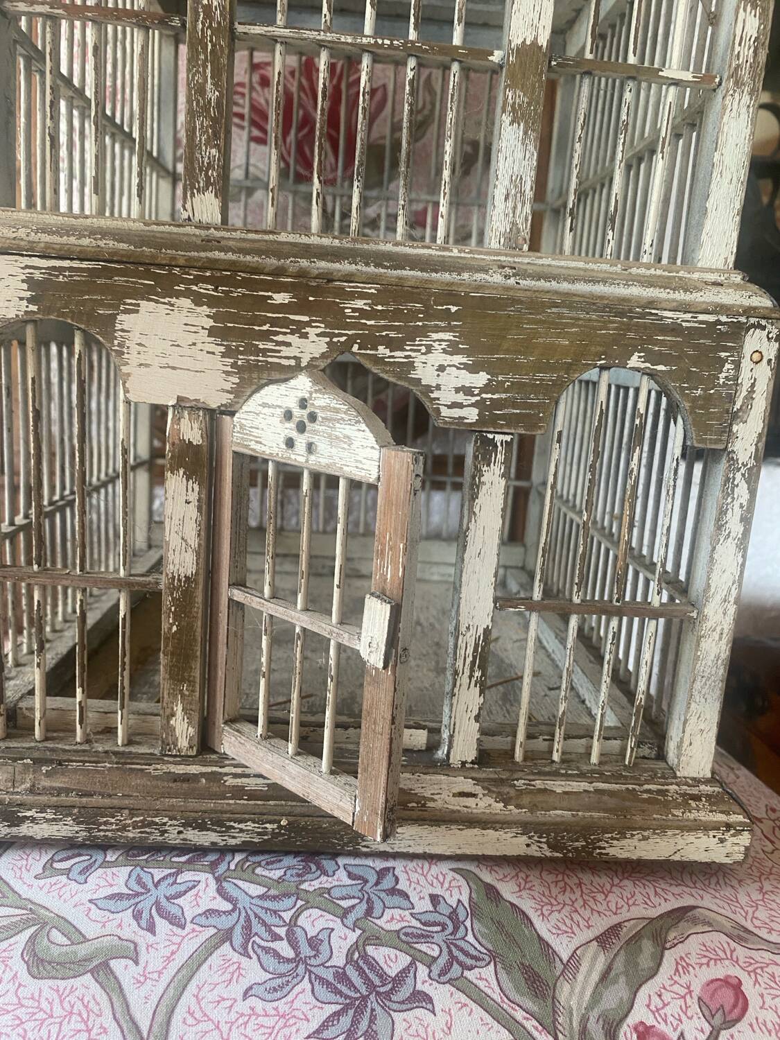 Large antique wooden birdcage