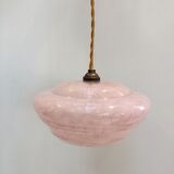 Pair of Art Deco suspensions in pink Clichy glass