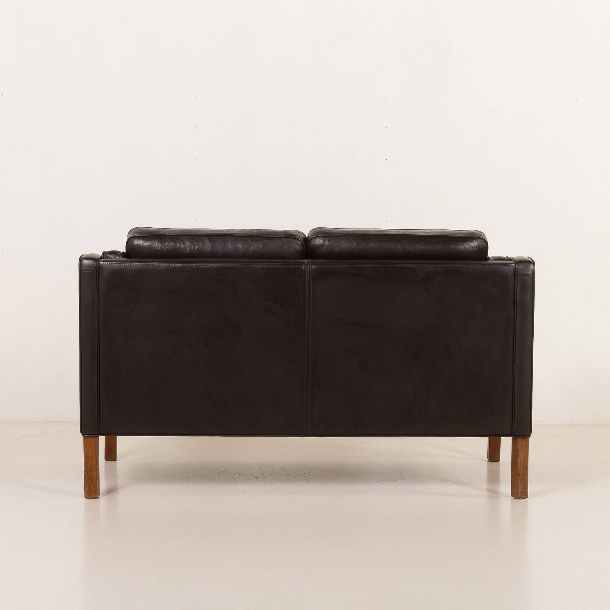 Danish black aniline leather sofa by Hurup, 1980s