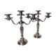 2 chandeliers ou bougeoirs de 3 feux en métal argenté 210797