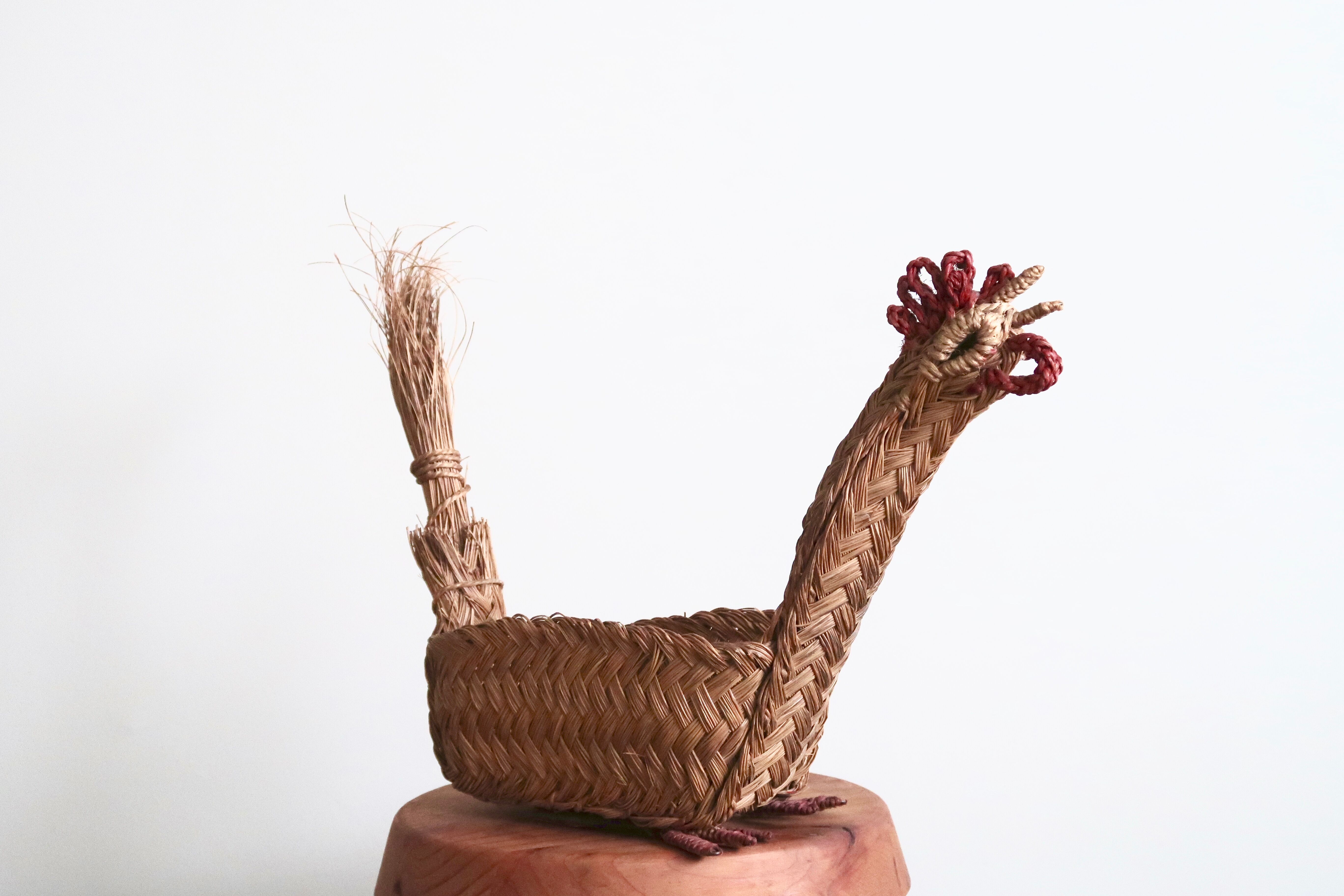Wicker "rooster" fruit basket, 70s