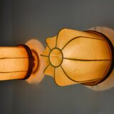 Pair of "cocoon" wall lights, resin and pine, Italy, 1970