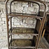 Set 1970 vintage bamboo display case plus shelf