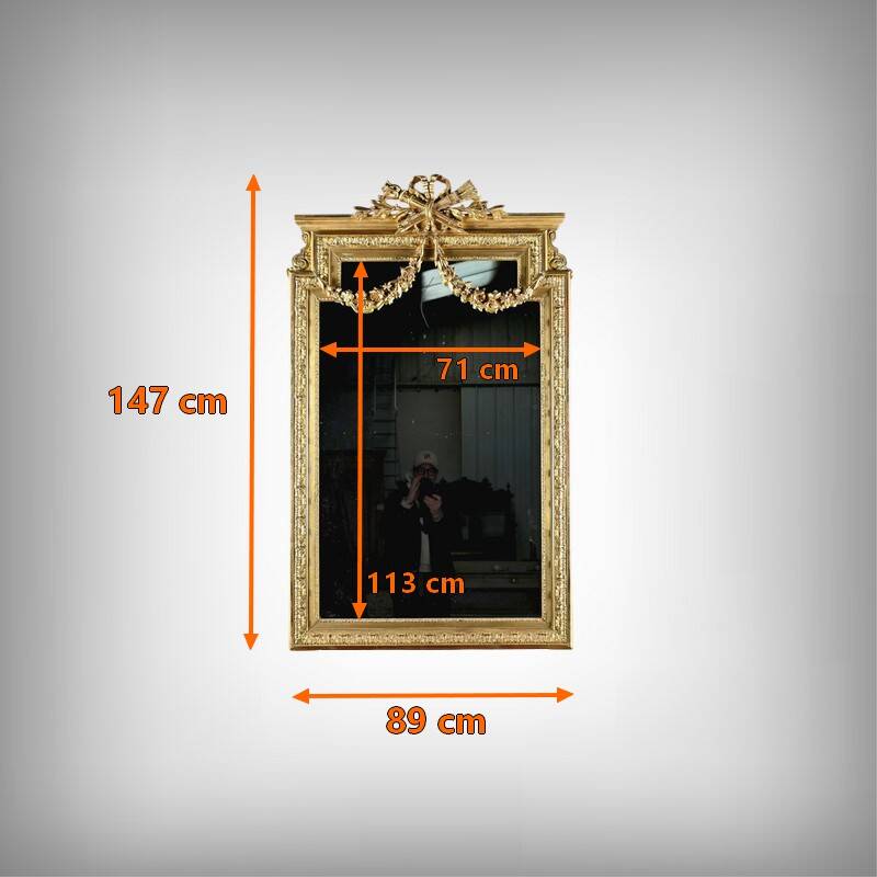 Important gilded wooden mirror, Louis XVI style – second half of the 19th century