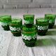 6 verres à liqueur verts décor fleuri blanc vintage