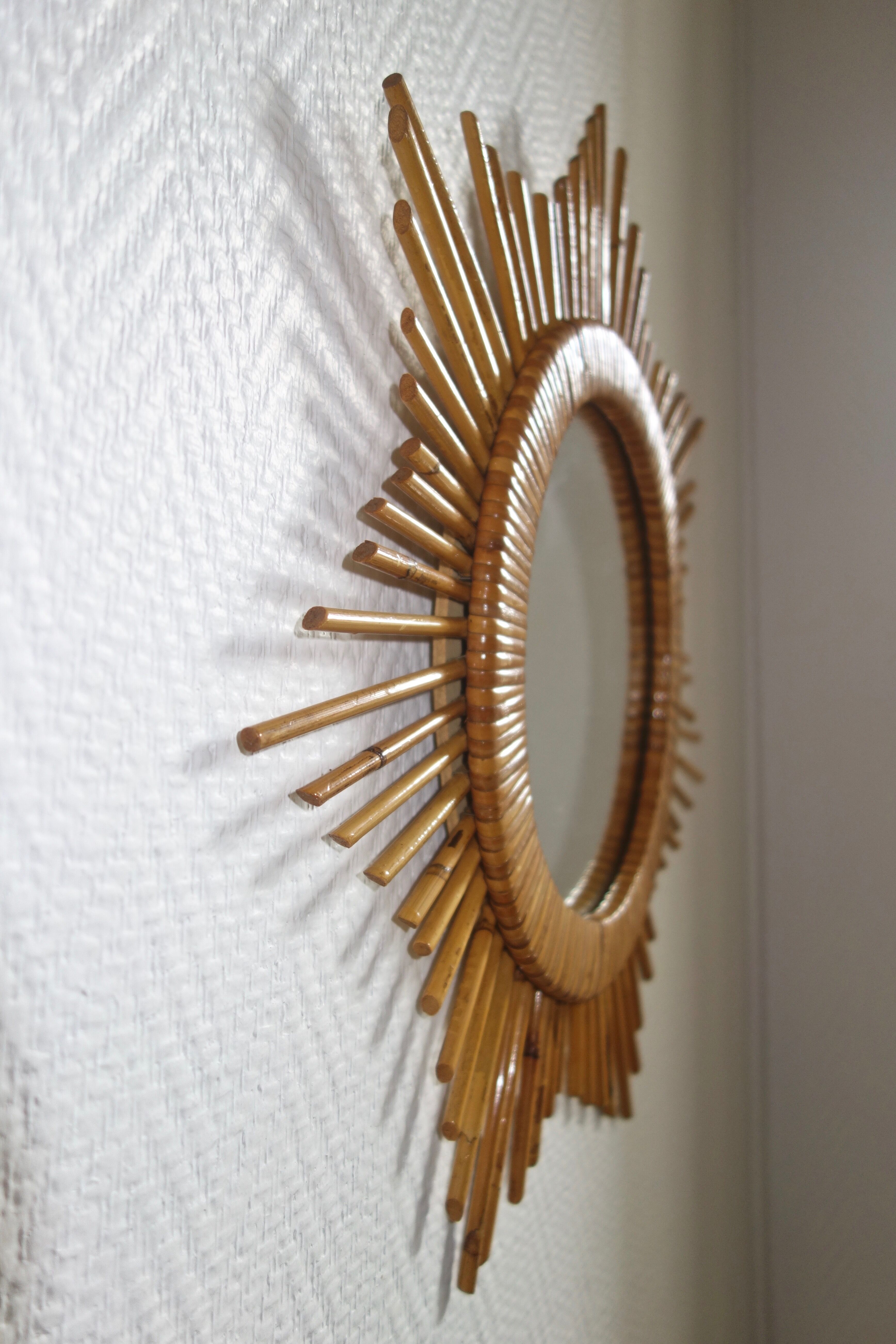 Mirror Sun in the 1950s rattan 49x49cm