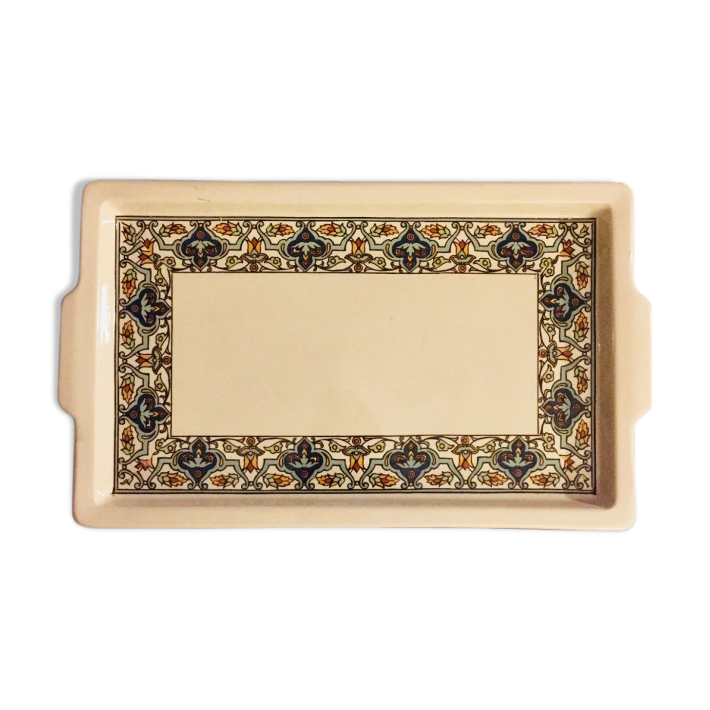 Rectangular dish beige ornate Sarreguemines