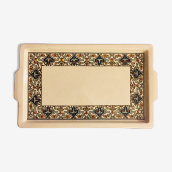 Plat rectangulaire beige fleuri Sarreguemines