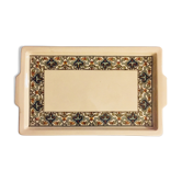 Plat rectangulaire beige fleuri Sarreguemines