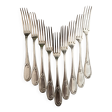 Nine large Ercuis silver-plated forks