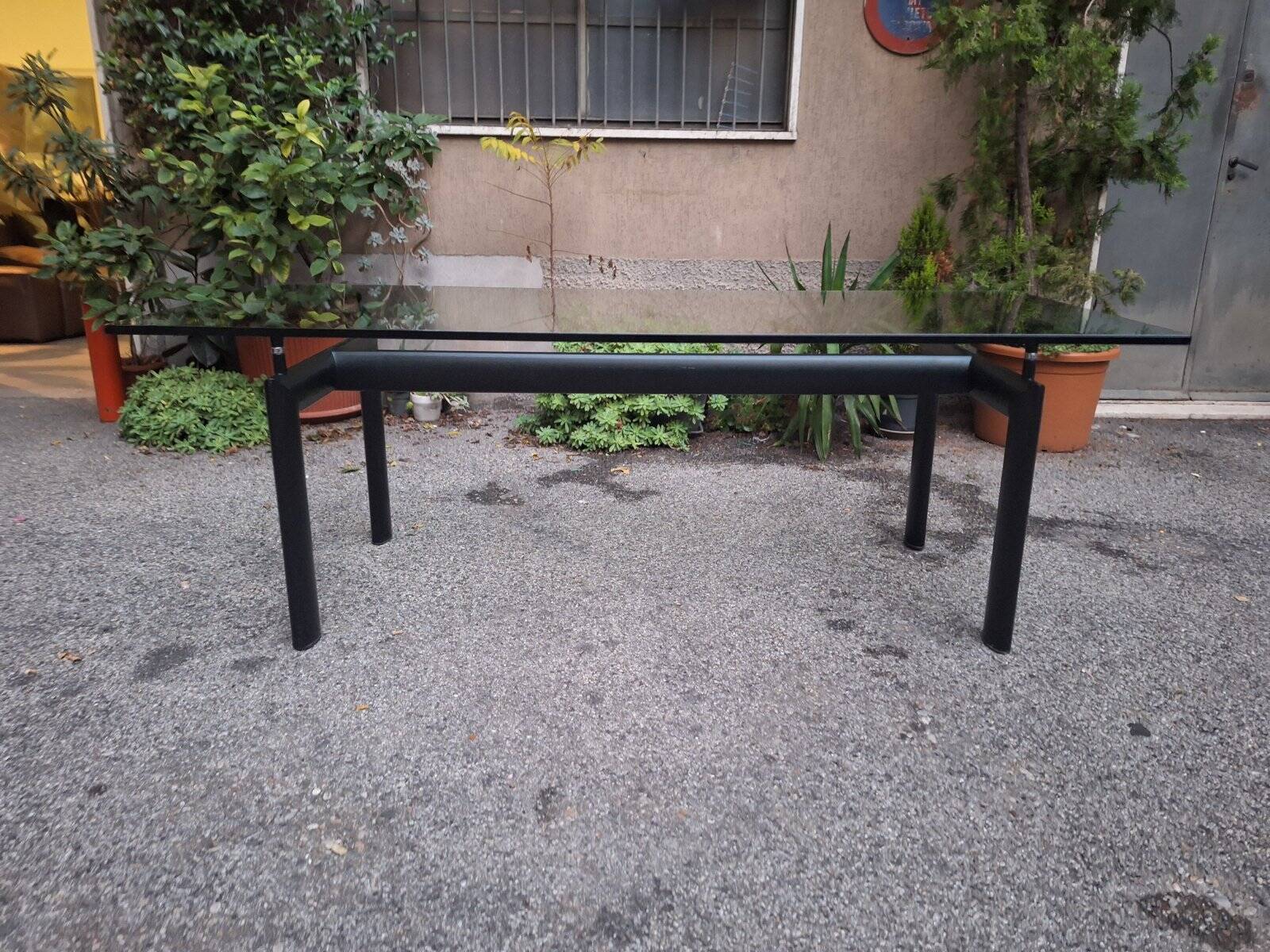 Italian Black Model LC6 Dining Table by Le Corbusier, 1980s
