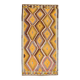 Fade Yellow Long Wide  Vintage Kilim Rug,Geometric Tribal Design,152x296 Cm
