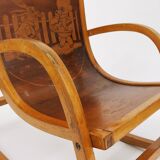 Curved wooden rocking chair for children Bauhaus Brockhage Andrä period, Germany, 1950s