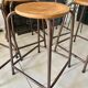 Series of 5 metal and wood workshop stools