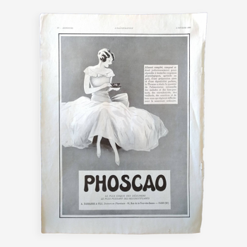 Une publicité papier issue d'une revue d'époque année 1930  Phoscao petit déjeuner