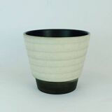 Mid century flowerpot planter u-keramik stripe pattern shades of gray and black 50s 60s