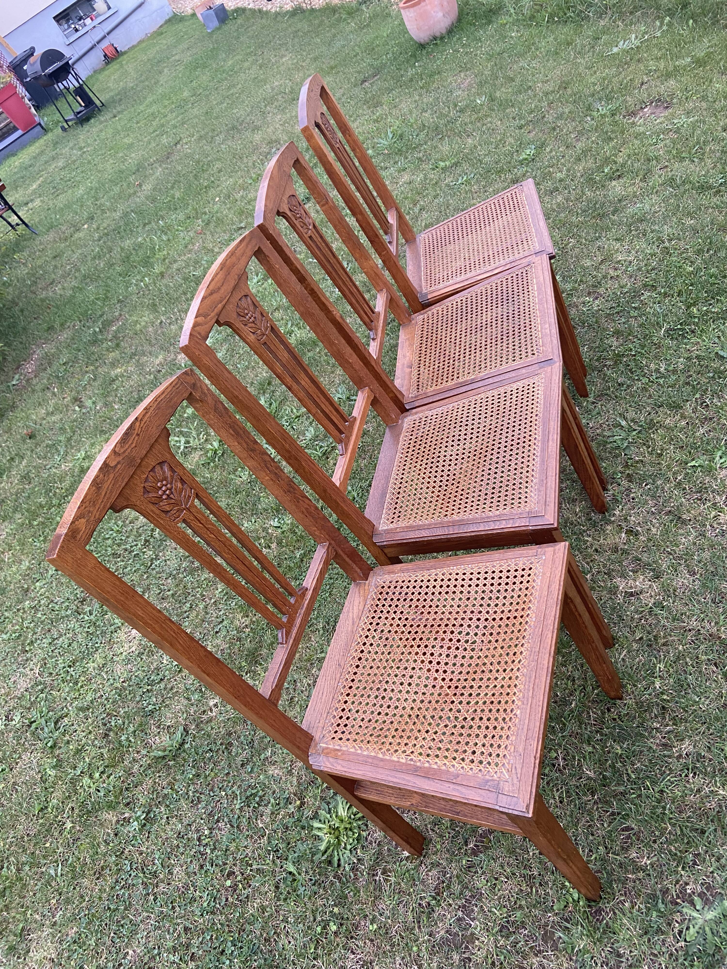 Set of 4 old cane chairs