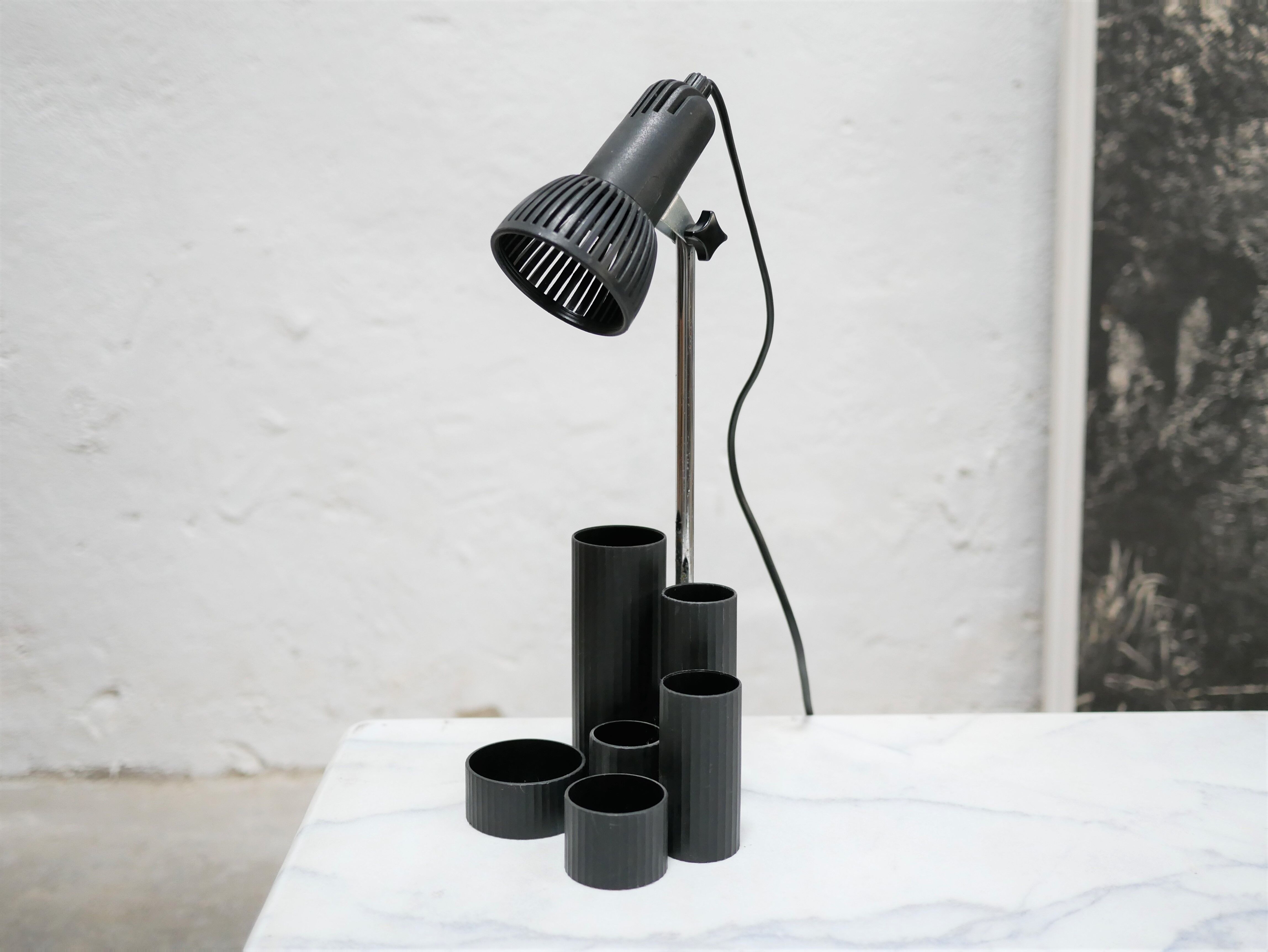 Vintage black desk lamp with pencil holder