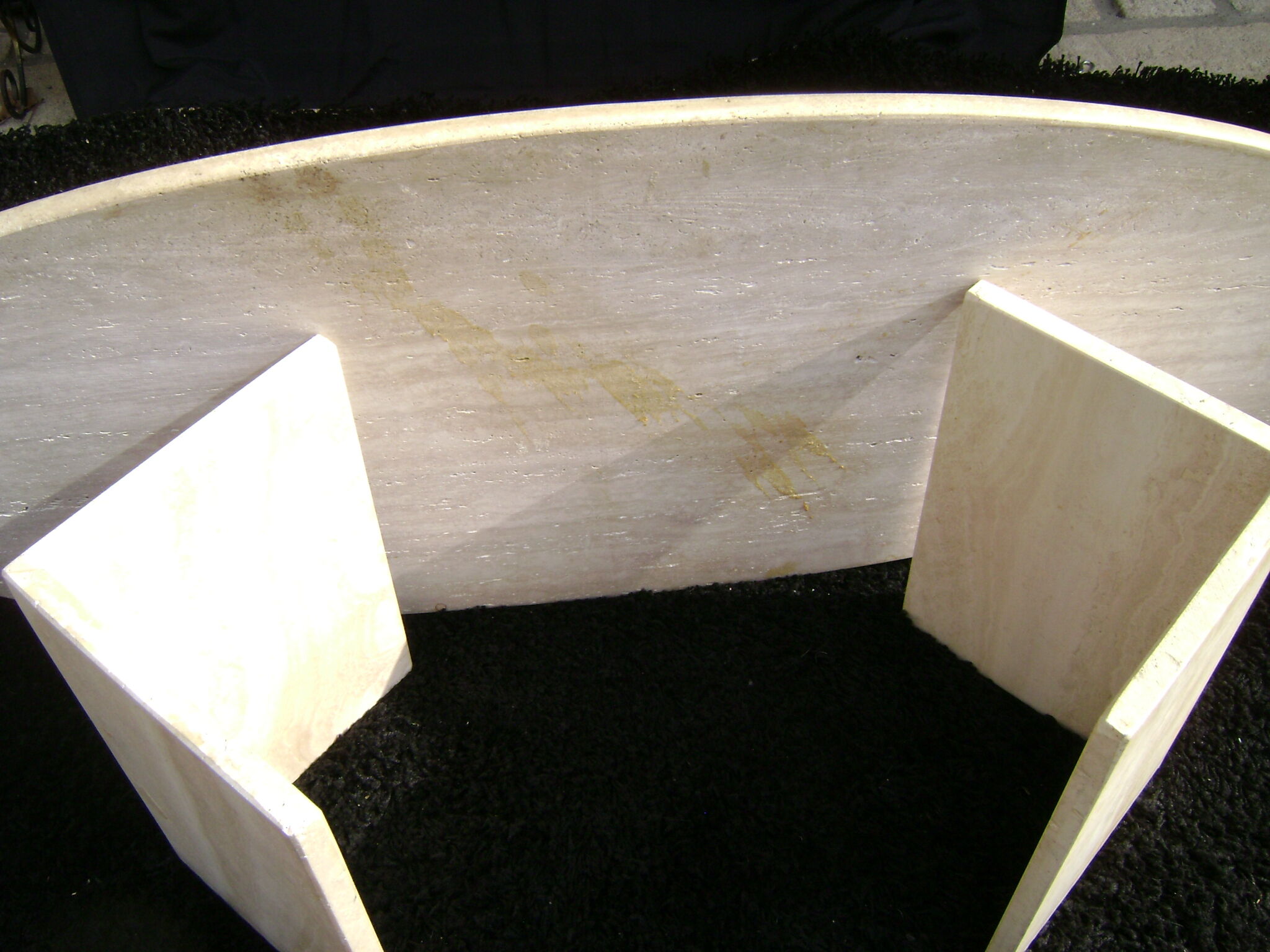 Oval coffee table in travertine italy from the 1970s