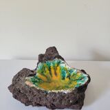 Enamelled lava stone ashtray