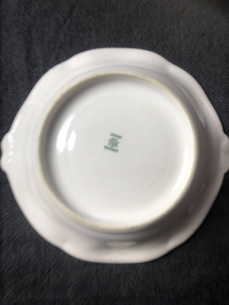Five Antique Limoges Porcelain Berry Plates: Hand-Painted Gilbert, Gilded