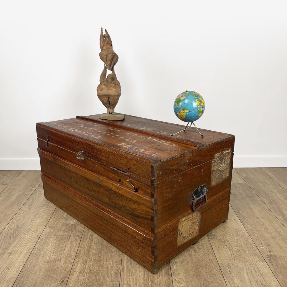 Old wooden transport trunk