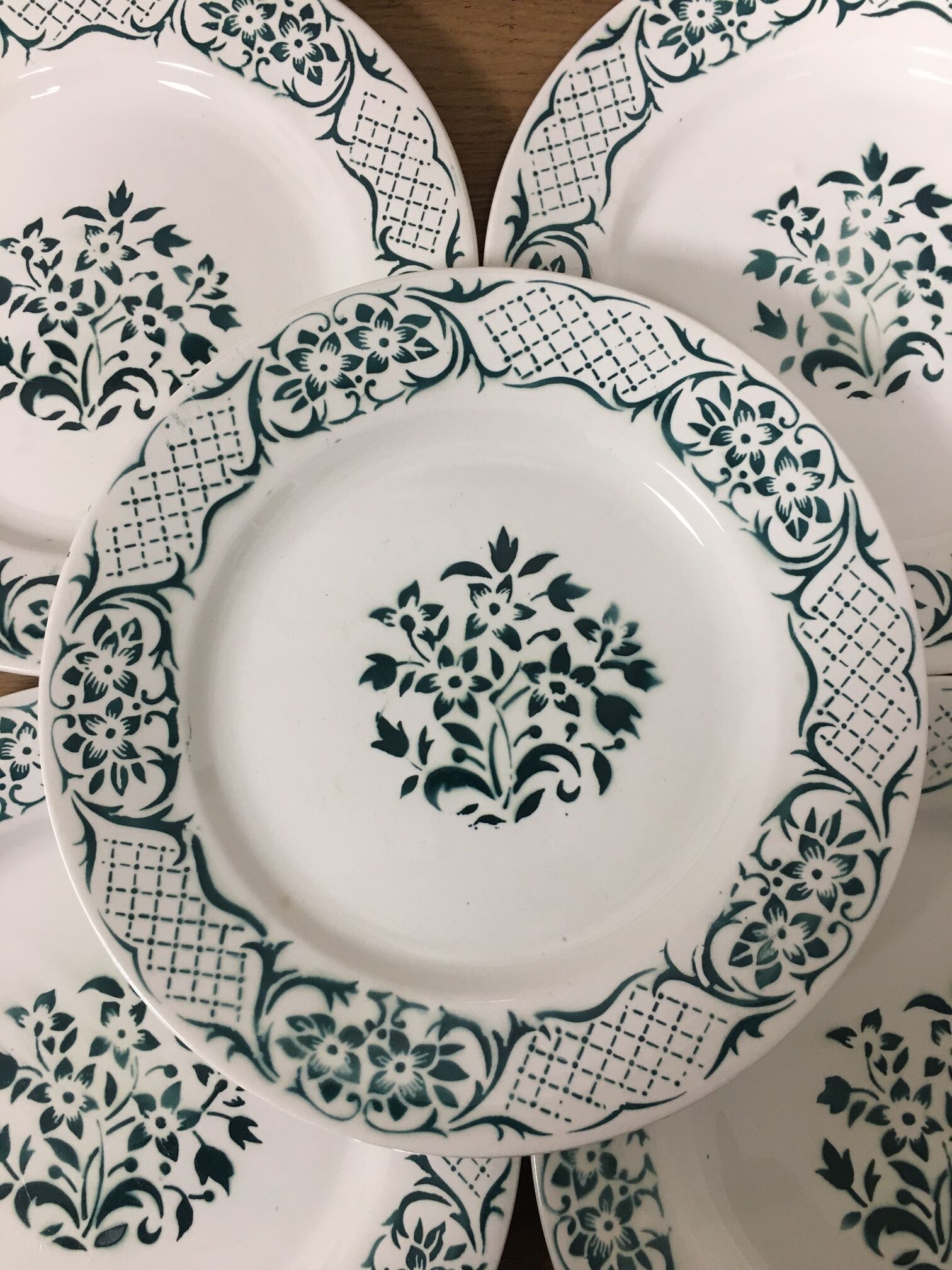 6 flat plates Digoin Sarreguemines model "Versailles"