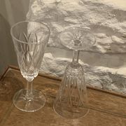 6 vintage champagne flutes patterned leaves or petals