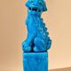 Pair of blue Fô dogs - glazed ceramic - Chinese blue - mid 20th century