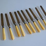 11 antique 19th-century table knives with ivory-colored monogram handles