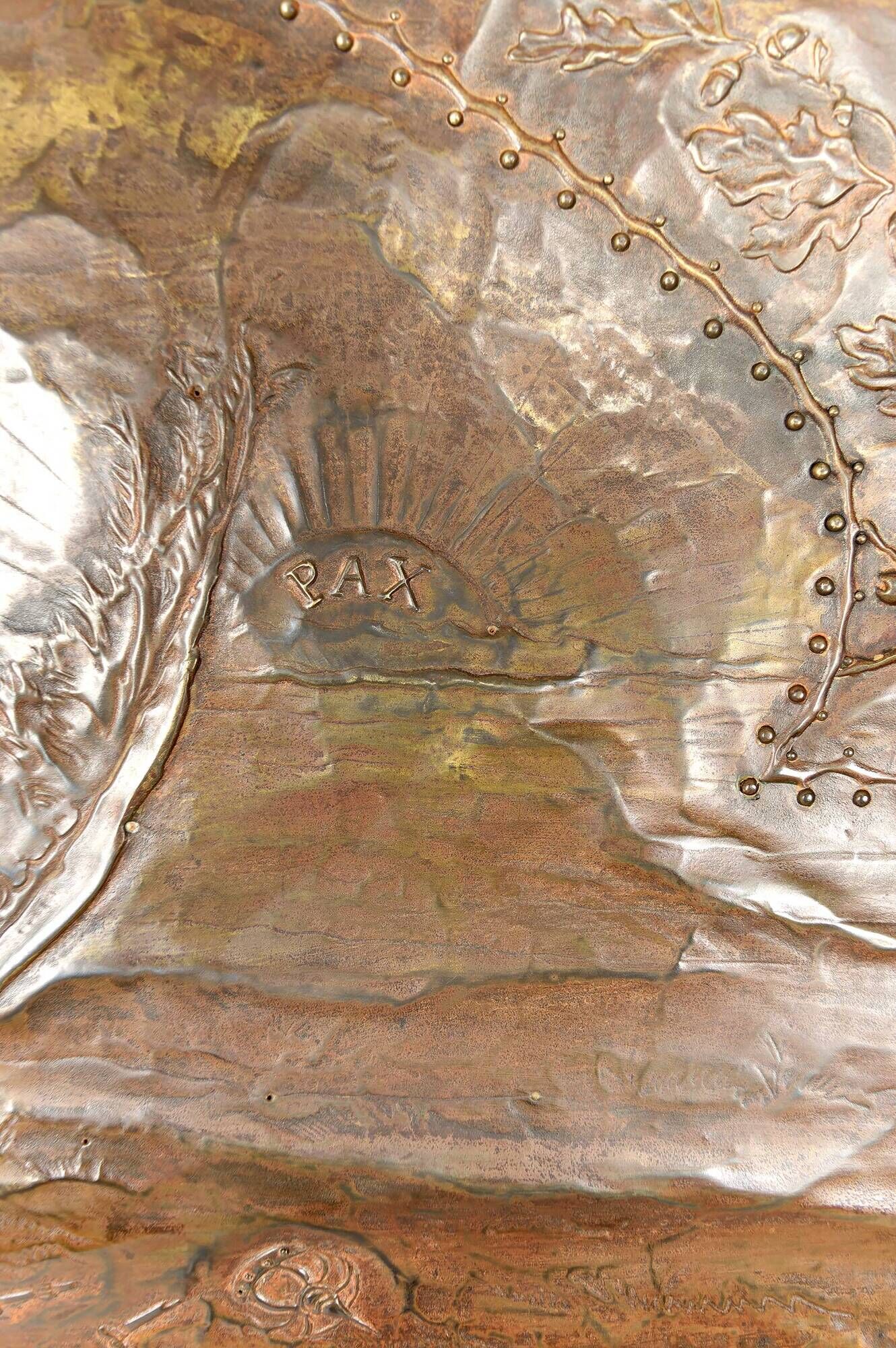 Art Nouveau mirror, "The French Rooster Triumphant over the German Eagle", 1916
