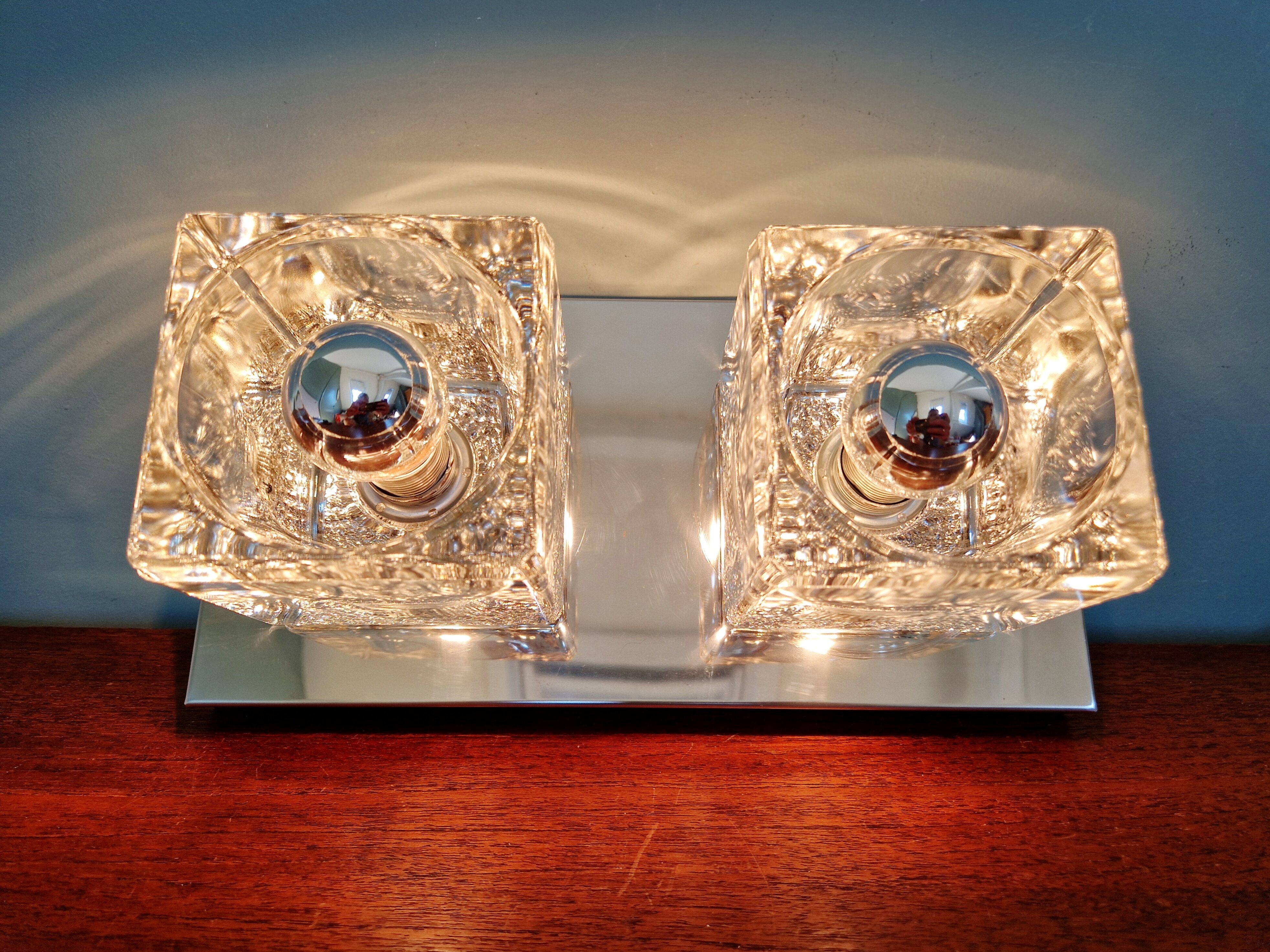 Applique murale double Ice Cube, Peill & Putzler, 1970