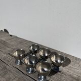 6 vintage metal egg cups 1970