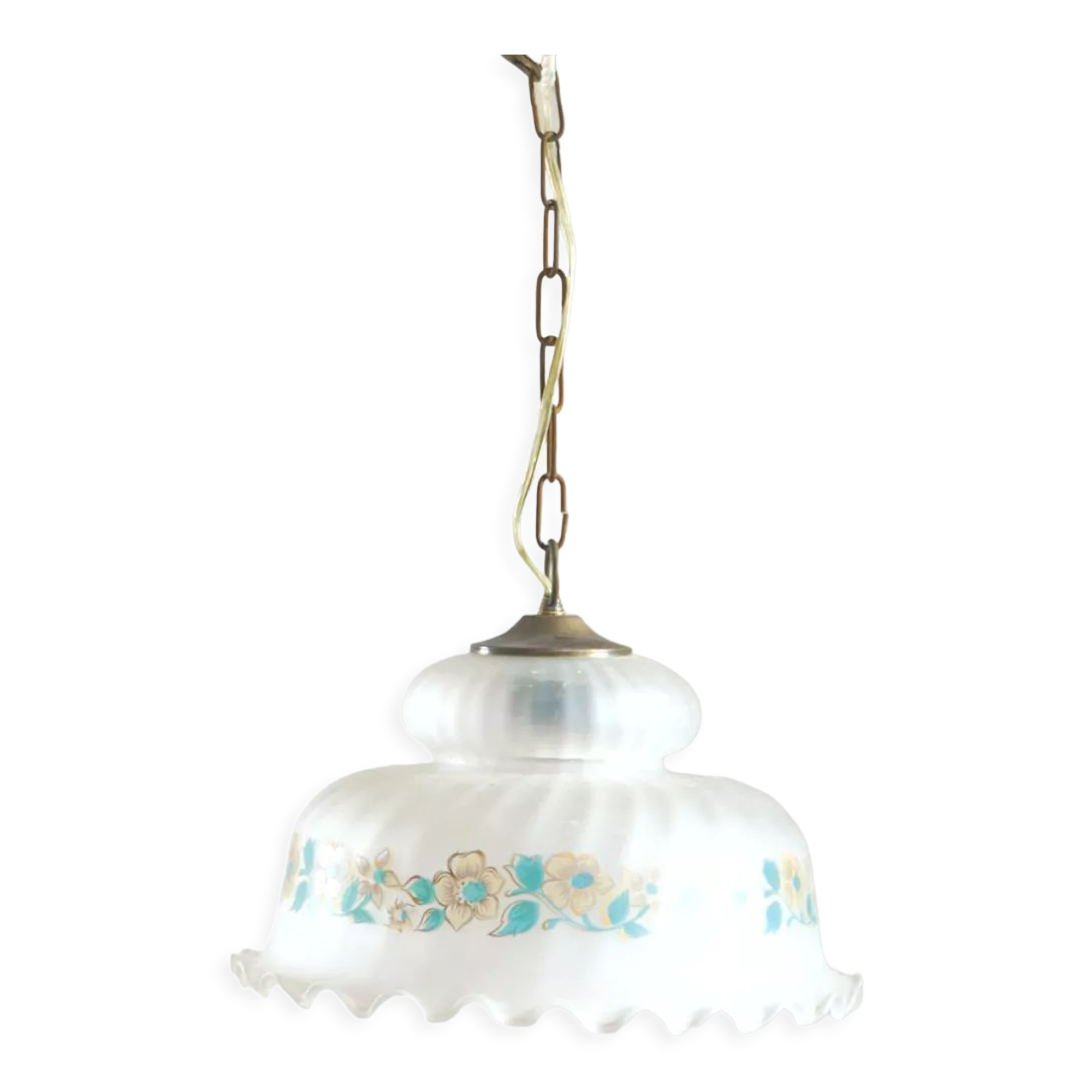 Opaque glass chandelier tulip shape