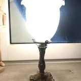 Brass bedside lamp Tulip lampshade