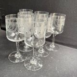 7 verres à vin ½ cristal guilloché – Art nouveau